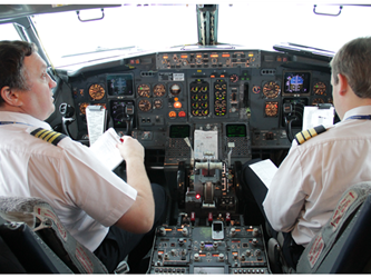 Pilots flying a plane