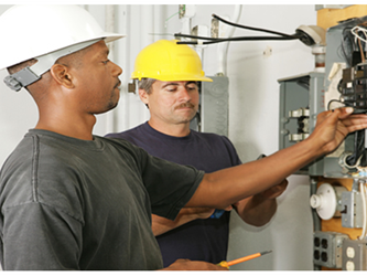 Construction workers working