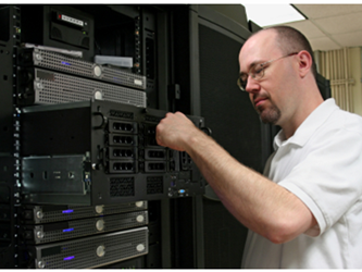 Man working on technology